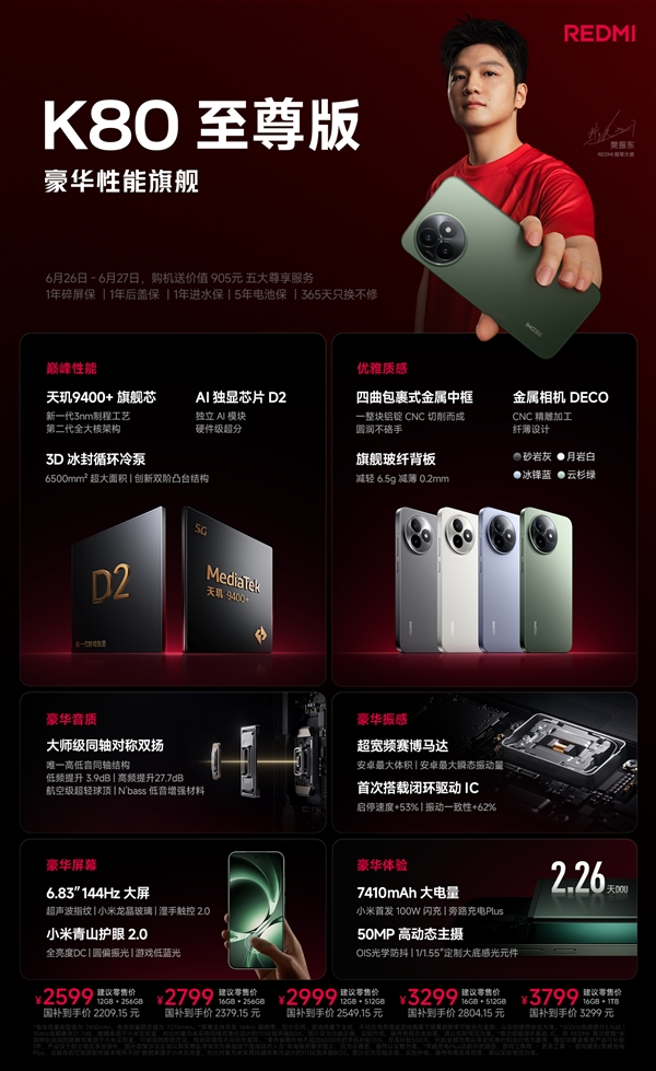 REDMI K80至尊版沒(méi)漲價(jià)！王騰：感謝雷軍盧偉冰對(duì)REDMI的支持